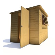 8x6 Shire Caldey Professional Pent Shed - isolated front view, doors open