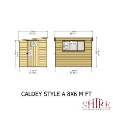 8x6 Shire Caldey Professional Pent Shed - dimensions