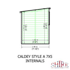 7x5 Shire Caldey Professional Pent Shed - internal dimensions