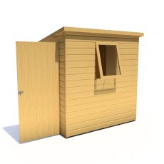 6x4 Shire Caldey Professional Pent Shed - angle view, doors open