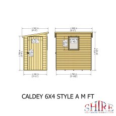 6x4 Shire Caldey Professional Pent Shed - dimensions