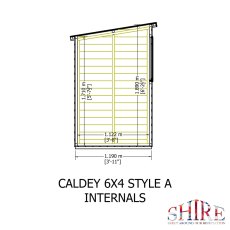 6x4 Shire Caldey Professional Pent Shed - internal dimensions