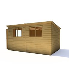 12x8 Shire Caldey Professional Pent Shed - isolated back angle view
