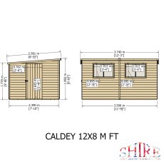 12x8 Shire Caldey Professional Pent Shed - dimensions