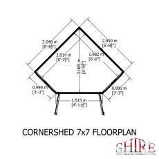 7x7 Shire Corner Shed - Pressure Treated - floor plan