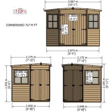 7x7 Shire Corner Shed - Pressure Treated - dimensions