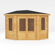 3mx3m Mercia Corner Log Cabin (28mm to 44mm Logs) - isolated door closed