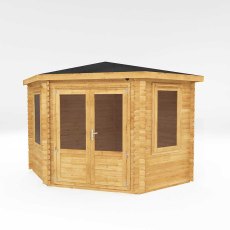 3mx3m Mercia Corner Log Cabin (28mm to 44mm Logs) - isolated side view