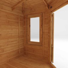 3mx3m Mercia Corner Log Cabin (28mm to 44mm Logs) - internal with door and window open