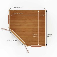 3mx3m Mercia Corner Log Cabin (28mm to 44mm Logs) - floor plan