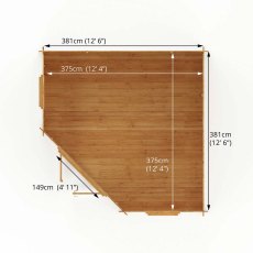 4mx4m Mercia Corner Log Cabin (28mm to 44mm Logs) - floor plan