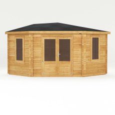 4mx4m Mercia Corner Log Cabin (28mm to 44mm Logs) - isolated fron elevation