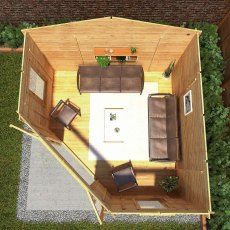 4mx4m Mercia Corner Log Cabin (28mm to 44mm Logs) - how to optimise space in the log cabin