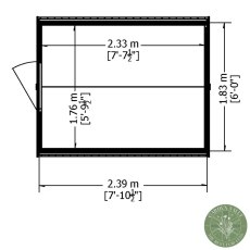 8x6 Shire Value Overlap Windowless Shed - footprint