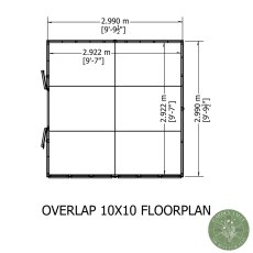 10x10 Shire Value Overlap Apex Workshop Shed with Double Doors - footprint