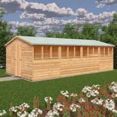 20x10 Shire Value Overlap Apex Workshop Shed with Double Doors - in situ, doors closed