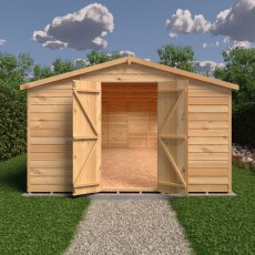 20x10 Shire Value Overlap Apex Workshop Shed with Double Doors - in situ, front view