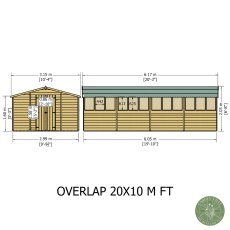 20x10 Shire Value Overlap Apex Workshop Shed with Double Doors - dimensions