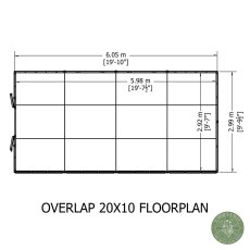 20x10 Shire Value Overlap Apex Workshop Shed with Double Doors - footprint