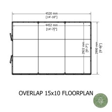 15x10 Shire Value Overlap Apex Workshop Shed with Double Doors - footprint