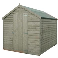 8x6 Shire Value Pressure Treated Overlap Shed - Windowless -  angled view door closed