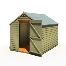 8x6 Shire Value Pressure Treated Overlap Shed - Windowless - showing ledged and braced door