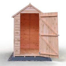 6x4 Shire Value Overlap Windowless Shed - isolated front view, doors open