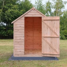 7x5 Shire Value Overlap Windowless Shed - in situ, front view, door open