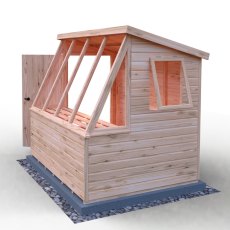 8x6 Shire Iceni Potting Shed - Door in Left Hand Side - isolated side angle view, doors open