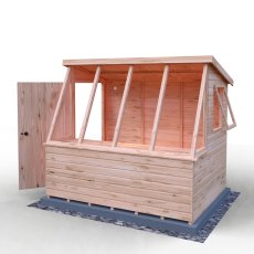 8x6 Shire Iceni Potting Shed - Door in Left Hand Side - isolated side angle view, doors open