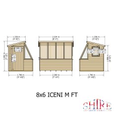 8x6 Shire Iceni Potting Shed - Door in Left Hand Side - dimensions