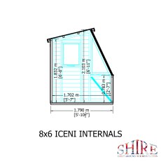 8x6 Shire Iceni Potting Shed - Door in Left Hand Side - internal dimensions