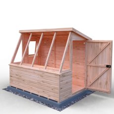 8x6 Shire Iceni Potting Shed - Door in Right Hand Side - isolated angle view - doors open