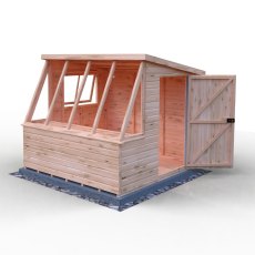 8x8 Shire Iceni Potting Shed - Door in Right Hand Side - isolated angle view, doors open