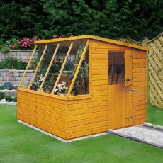 8x8 Shire Iceni Potting Shed - Door in Right Hand Side - in situ, angle view