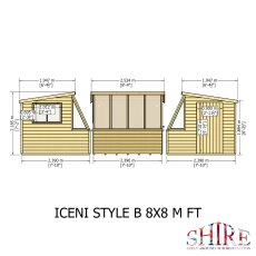 8x8 Shire Iceni Potting Shed - Door in Right Hand Side - dimensions