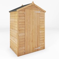 4x3 Mercia Overlap Apex Windowless Garden Shed - isolated angle view, doors closed