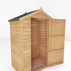 4x3 Mercia Overlap Apex Windowless Garden Shed - isolated side angle view, doors open