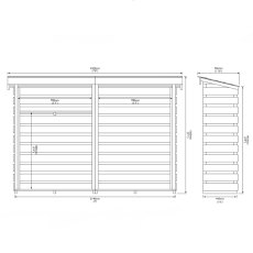 8 x 2 Rowlinson Large Log Store with Shelf - dimensions