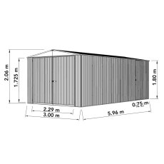 20 x 10 Mercia Absco Metal Utility Workshop in Pale Eucalyptus - dimensions