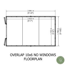 10x6 Shire Value Overlap Apex Shed - No Windows - footprint