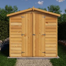 10x6 Shire Value Overlap Apex Shed - No Windows - in situ, front view