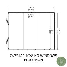 10x8 Shire Value Overlap Apex Shed - No Windows - footprint