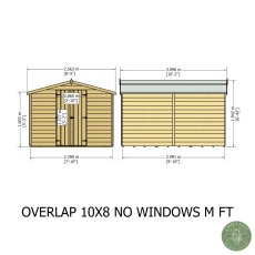 10x8 Shire Value Overlap Apex Shed - No Windows - dimensions