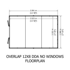 12x8 Shire Value Overlap Apex Garden Shed - No Windows - footprint