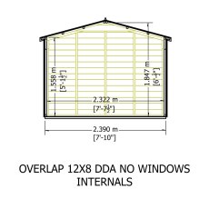 12x8 Shire Value Overlap Apex Garden Shed - No Windows - internal dimensions