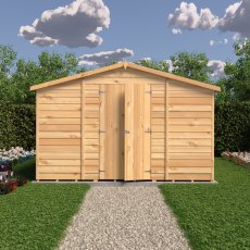 10 x 10 Shire Value Overlap Workshop Shed - No Windows - in situ, front view