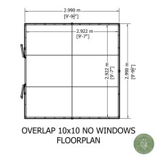 10 x 10 Shire Value Overlap Workshop Shed - No Windows - footprint