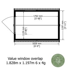 6x4 Shire Value Overlap Shed - footprint