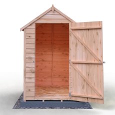 6x4 Shire Value Overlap Shed - isolated front view, doors open